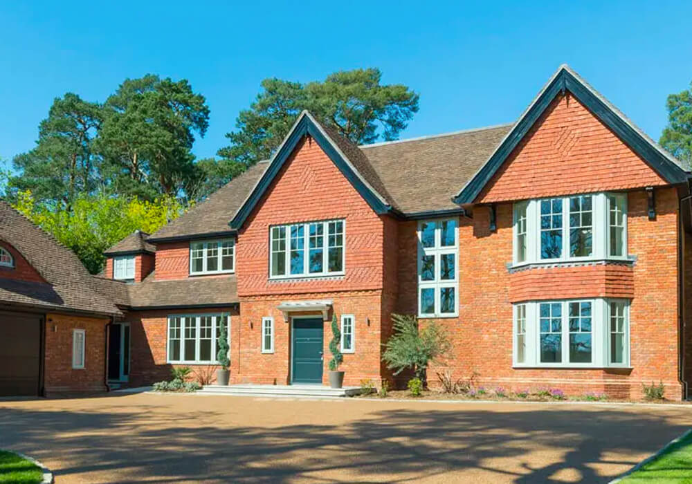 Big house with timber casement and bay windows